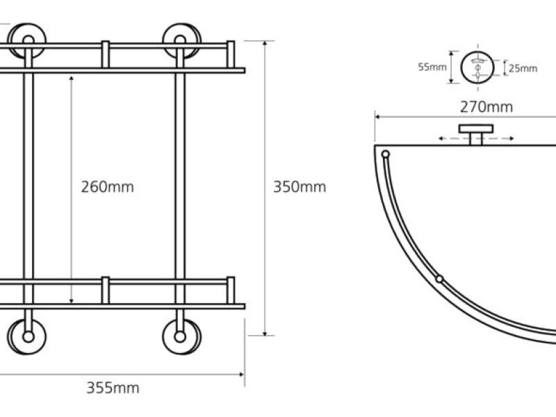 Двойная угловая стеклянная полка Bemeta