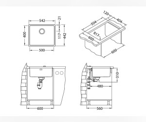 Мойка кухонная Alveus Kombino 50 U Monarch 1122673, антрацит