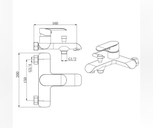 Смеситель для ванны Gllon GL-123 7001C