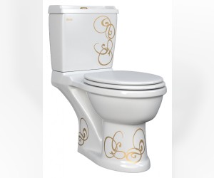 Напольный унитаз Della Antler Super Plus DE6110900146 крышка микролифт, джаз золотой