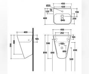 Рукомойник Galassia Meg11 Monolith 45x40