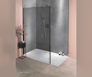 Душевой уголок Jacob Delafon Contra Walk In E22W90-BLV 90 см, с горизонтальной штангой и крючком, несравненный черный