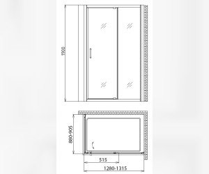 Душевой уголок Gemy Sunny Bay S28131D-A90 (S28191D + A90), 130 х 90 х 190 см, стекло прозрачное