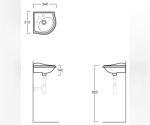 Раковина угловая Simas Arcade AR036bi*1, с 1 отверстием под смеситель