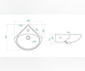 Раковина Santek Ирис-36 1WH110514, угловая, подвесная, цвет белый
