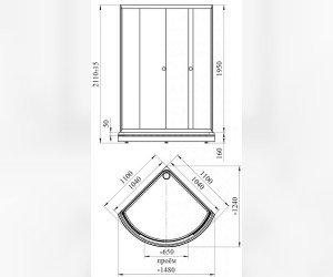 Душевой уголок Радомир 110, 110 х 110 х 211 см, стекло прозрачное/матовое