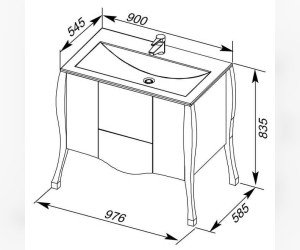 Тумба под раковину Aquanet Виктория 90 00183931, цвет белый-золото
