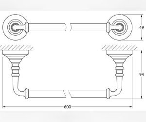 Полотенцедержатель 3SC Stilmar STI 613 60 см, перекладина, античная медь