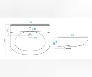 Раковина Лидия-70 от Santek WH110210 71*54 см