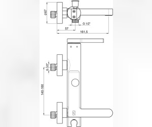 Смеситель GPD Gildo MBB165-S-R, для ванны и душа, черный/розовое золото