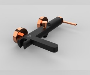 Смеситель GPD Gildo MBB165-S-R, для ванны и душа, черный/розовое золото