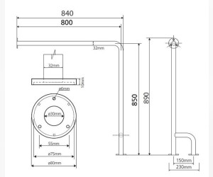 Oпopный пopучeнь левый Bemeta