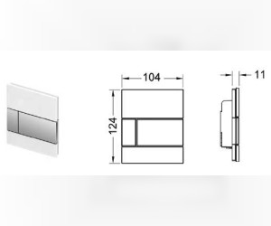 Кнопка смыва TECE Square Urinal 9 242 807, стекло черное, клавиша хром глянцевый