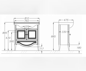 Тумба под раковину Opadiris Брунелла 80 см напольная, белый матовый, 00-00003631