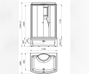 Душевая кабина Радомир Диана-2 139 х 108 см с гидромассажем и паром