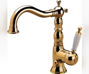 Смеситель для раковины Bugnatese Oxford 6313DO, с донным клапаном, золото