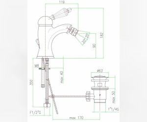 Смеситель Fiore Imperiale Sky для биде, золото/Swarovski, 82OO5321