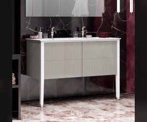 Тумба с раковиной Opadiris Рубинно 120, напольная, серый, раковина 2 чаши белые