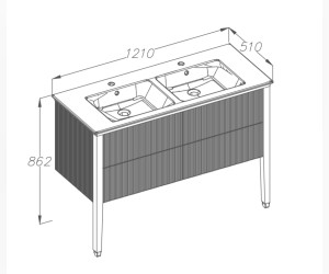Тумба с раковиной Opadiris Рубинно 120, напольная, серый, раковина 2 чаши белые