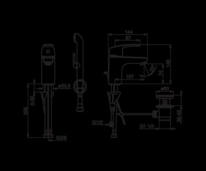 Смеситель Oras Safira 1008F для раковины с гигиеническим душем