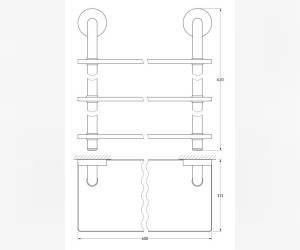 Полка 3-х ярусная Ellux Elegance ELE 043 длина 60 см