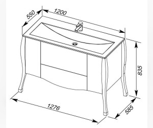 Тумба под раковину Aquanet Виктория 120 00183929, цвет белый-золото