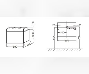 Тумба под раковину Jacob Delafon Terrace 60 см, EB1185-274, черный лак, подвесная