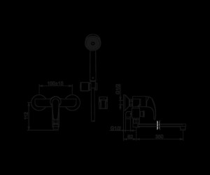 Смеситель для ванны и душа Oras Polara 1447Y с гарнитуром Oras Apollo