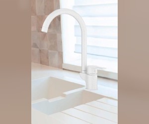 Смеситель GPD Atros MTE65-BG, для кухонной мойки, белый гранит