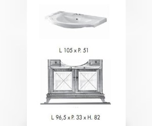 Тумба под раковину Labor Legno MARRIOT MPL 105 V PAT,с стеклянными вставками, бежевый с патиной/бронза 96,5*33*82 , напольная 