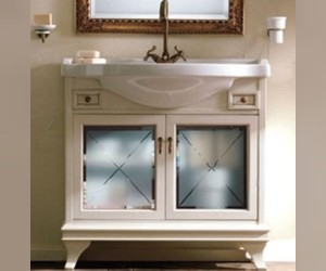 Тумба под раковину Labor Legno MARRIOT MPL 105 V PAT,с стеклянными вставками, бежевый с патиной/бронза 96,5*33*82 , напольная 