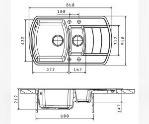 Мойка кухонная Florentina Нире 860К шампань
