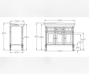 Тумба под раковину Opadiris Кантара 105 см напольная, слоновая кость, 00-00003690