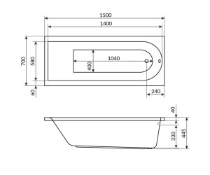Ванна гидромассажная Excellent Actima Aurum Aero WAAC.AUR15AERO, 150 х 70 см, каркас в комплекте