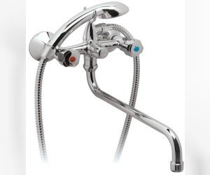 Смеситель Vidima ЯНТРА (Yantra) BA170AA для ванны и душа с душевым гарнитуром, поворотный излив, хром