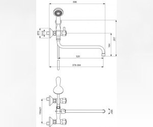 Смеситель Vidima ЯНТРА (Yantra) BA170AA для ванны и душа с душевым гарнитуром, поворотный излив, хром