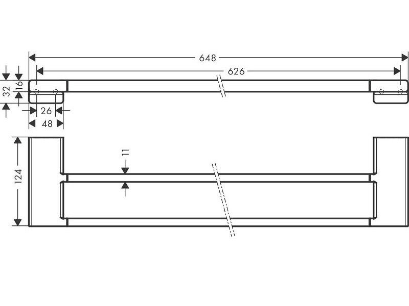 Полотенцедержатель Hansgrohe AddStoris двойной 65 см, чёрный матовый, 41743670