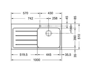 Мойка Franke EPOS EOV 611, 101.0150.349, установка сверху, нержавеющая сталь/стекло, белая, левая, 100*51 см