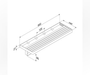 Полотенцедержатель Damixa Jupiter с крючками и полкой 60 см, хром, черный матовый, DA7737700
