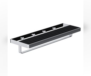 Полотенцедержатель Damixa Jupiter с крючками и полкой 60 см, хром, черный матовый, DA7737700