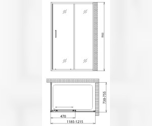 Душевой уголок Gemy Victoria S30131A-A75 (S30191A + A75), 120 х 75 х 190 см, стекло прозрачное