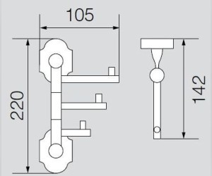 Крючок тройной поворотный Veragio Stanford, хром VR.STD-7735.CR