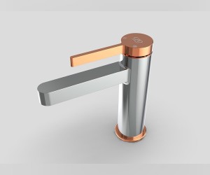 Смеситель GPD Gildo MLB165-K-R, для раковины, без донного клапана, хром/розовое золото