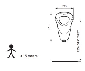 Писсуар Vidima СЕВА МИКС (BOX) (Seva Mix) W390161, подвесной, внутренний подвод воды, 33*51,5*32 см