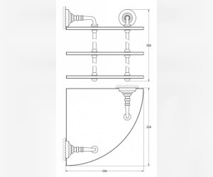 Полка 3SC Stilmar STI 219 угловая 3-х ярусная 23 см, золото