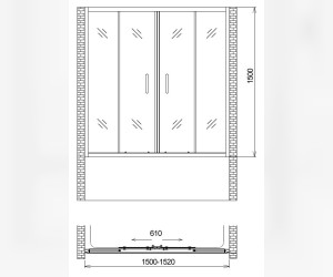 Шторка на ванну Gemy New Tradition S12192A 150 x 150 см, раздвижная, стекло прозрачное, хром