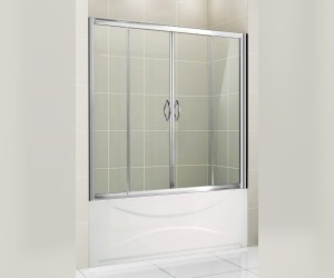 Шторка на ванну Gemy New Tradition S12192A 150 x 150 см, раздвижная, стекло прозрачное, хром