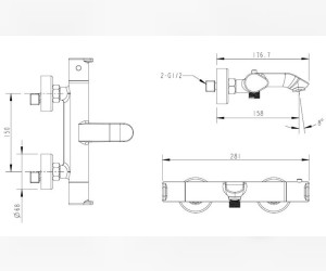 Смеситель Bravat Waterfall F673114C-01 для ванны термостатический