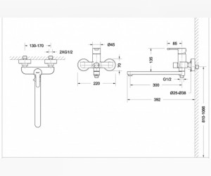 Смеситель Bravat Stream для ванны, хром, F63783C-L