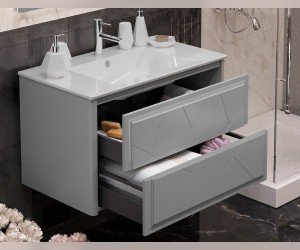 Тумба под раковину Opadiris Smile Луиджи 100 см подвесная, серый матовый, 00-00004258